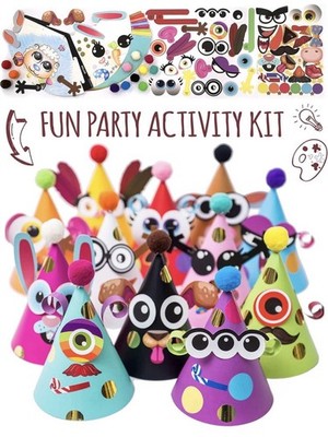 Glittery Garden 24 PCs Party Hats Birthday Activity Kit w/Stickers, Arts & Craft