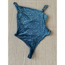 Urban Outfitters Out From Under Velvetine Cross Bust Bodysuit Blue Size L