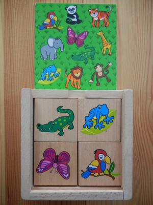 Memory aus Holz Tiermotive in Holzbox