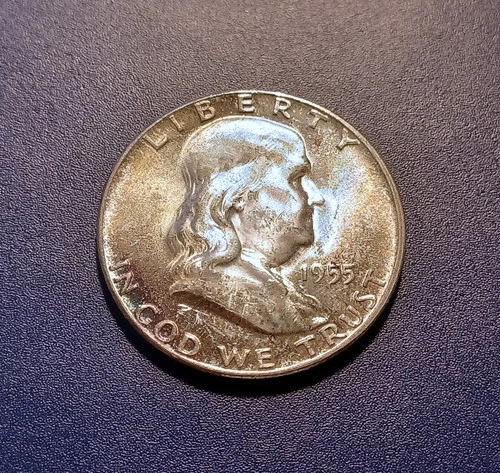 Originally Toned Gem BU 1955 "Bugs Bunny"  Franklin Half Dollar