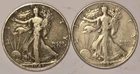 Lot of (2) Walking Liberty Half Dollars - 1943 & 1945  90% Silver - US 50c Coins