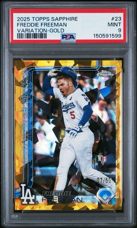 2025 Topps Chrome Sapphire FREDDIE FREEMAN Gold  Variation /50 Dodgers PSA 9
