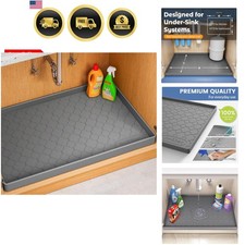 Waterproof Under Sink Mat 34" x 22", Thick Silicone Mat Cabinet Protector for...