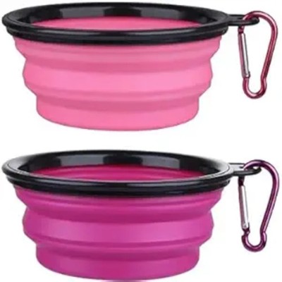 2 Pack Collapsible Dog Bowls Pet Travel Feeder Foldable Food Dispenser