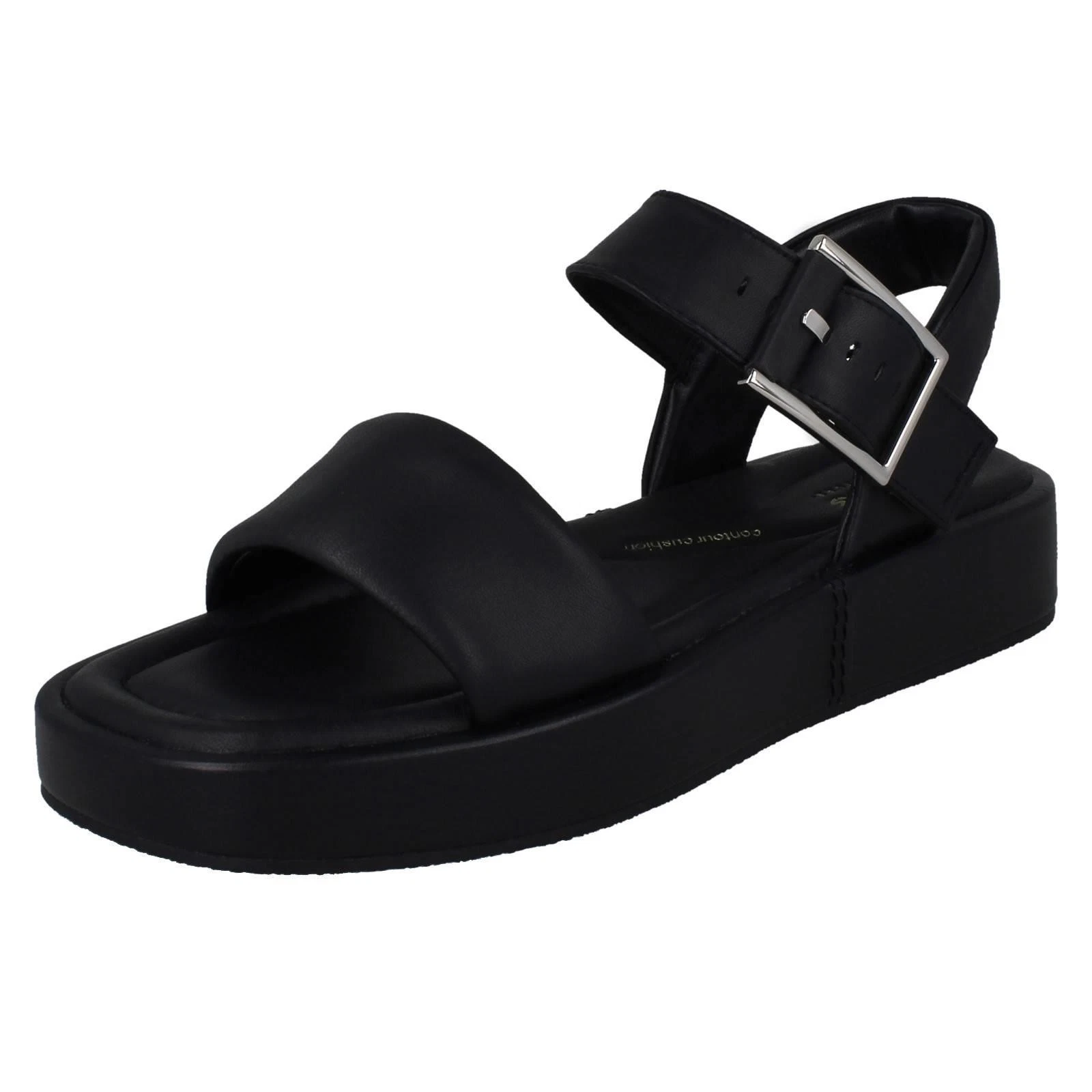 Sandali Con Cinturino Alda In Leather Clarks A Tacco Wedge A Punta Quadrata