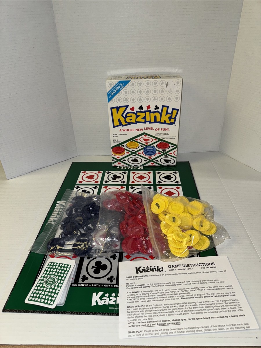 KAZINK! Board Card Game 100% Complete, Jax Ltd Makers of Sequence