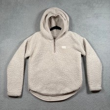 Abercrombie Kids Sherpa Hoodie Fleece Quarter Zip Pullover Beige Girls 15/16 XL