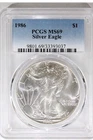 1986 1 oz American Silver Eagle PCGS MS 69 * 1st Year*         .999 Fine Silver