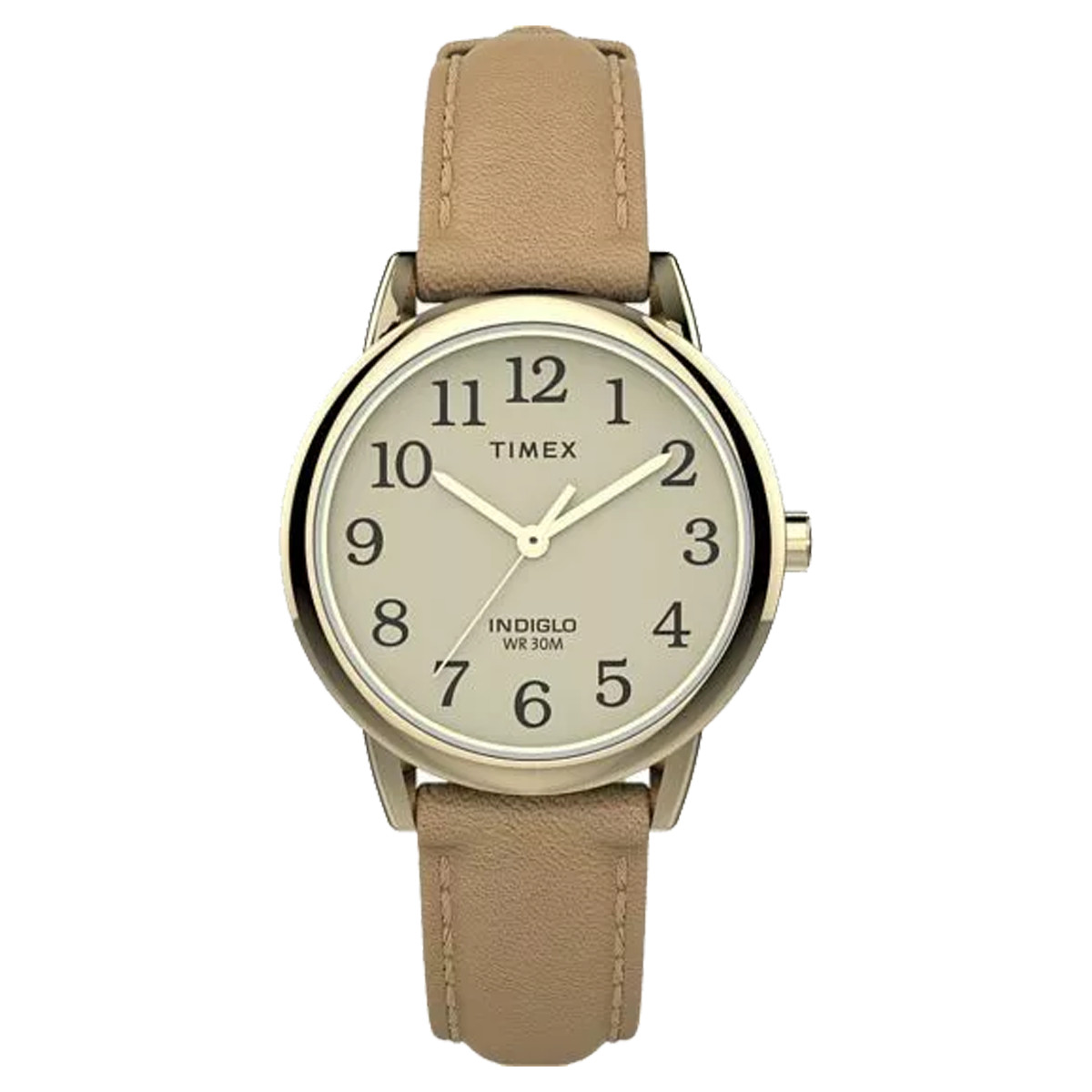 Timex Easy Reader Gold Tone/Tan Strap Women's Analog Watch TW2U96200