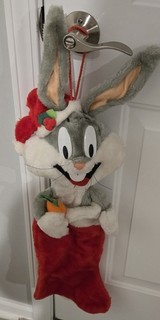 Warner Bros 1990 Looney Tunes Bugs Bunny Christmas Stocking 30" with Posable Ear