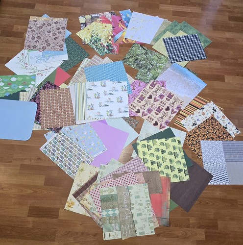 Huge Scrapbook Paper Lot 12x12 Patterned Cardstock Mixed Themes Crafts 60+ Sheet