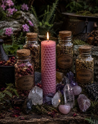 #ad #ad intention spell candle pre made easy Stone and herb filled. $25.00