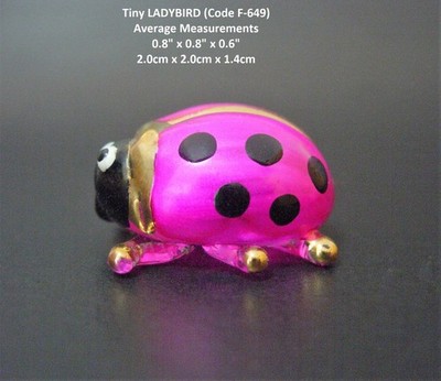 Miniatur Glas MARIENKÄFER KÄFER INSEKT gold rosa glänzend Deko Mini Ornament