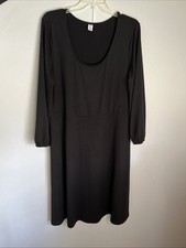 Old Navy Women's 1X Black Long Sleeve A line Midi Dress - Pristine