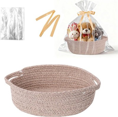 Basket for Gifts Empty, Small Woven Basket with Bags and Ribbons, Baby Toy