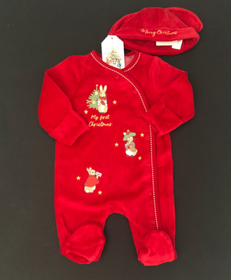 Baby Unisex Peter Rabbit My First Christmas Schlafanzug und Mütze 0/3 Monate