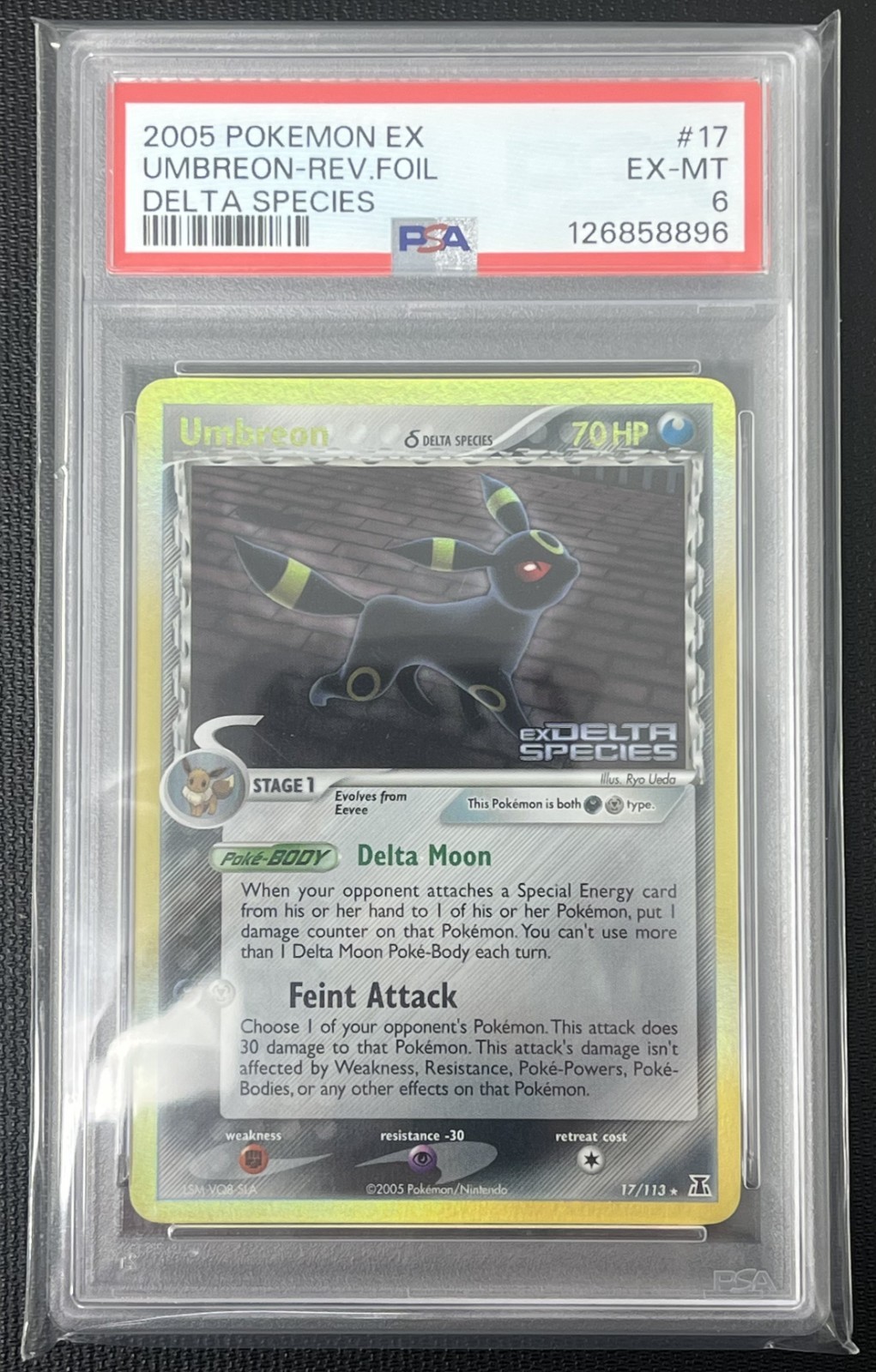 Umbreon 17/113 PSA 6 EX Delta Species Reverse Holo Stamped Pokemon Card