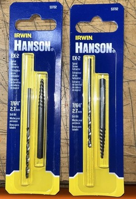 2 Pack! IRWIN SCREW EXTRACTOR+BIT#2   7/64  Drill Bit