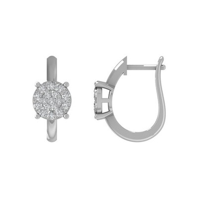 Sterling-Silber runde 0,325 kt im Labor gezüchtete Diamant Creolen für Damen