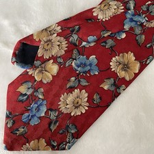 VTG Brooks Brothers Tie Floral Pattern Red Made In USA 100 Silk