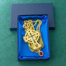 4.9 in- Orthodox Church Cross Necklace Gold Bishop Priest Pectoral Crucifix Gift