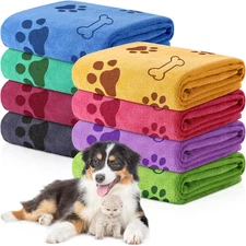 Chumia 8 Pcs Dog Towels for Drying Dogs Cats Pet Towels Bulk Puppy Microfiber Qu