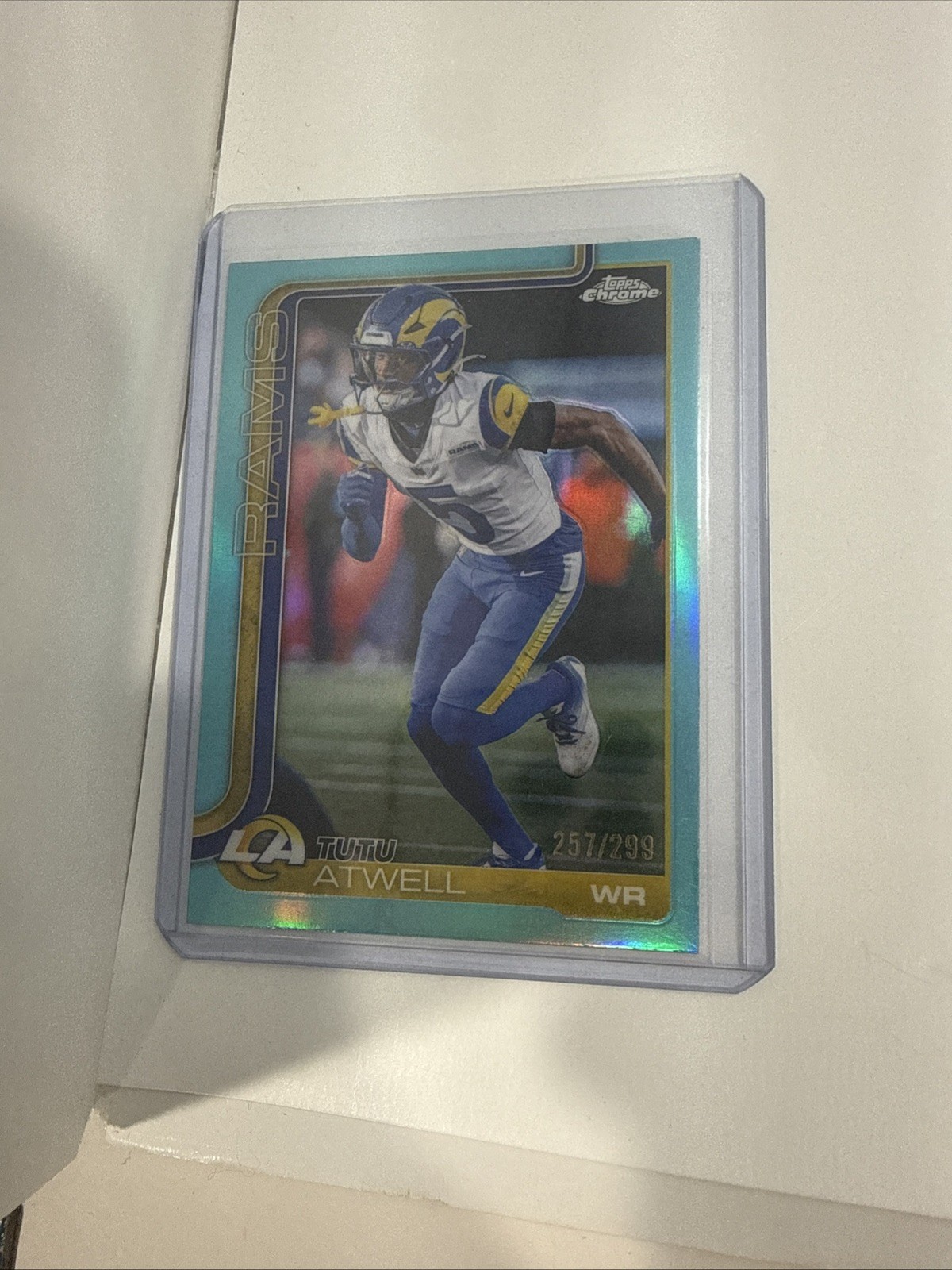 2025 Topps Chrome Football Tutu Atwell Teal Refractor /299 #167 LA Rams