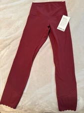 Lululemon Align Leggings Size 6 red merlot High Rise 25" Scalloped Hem Pants