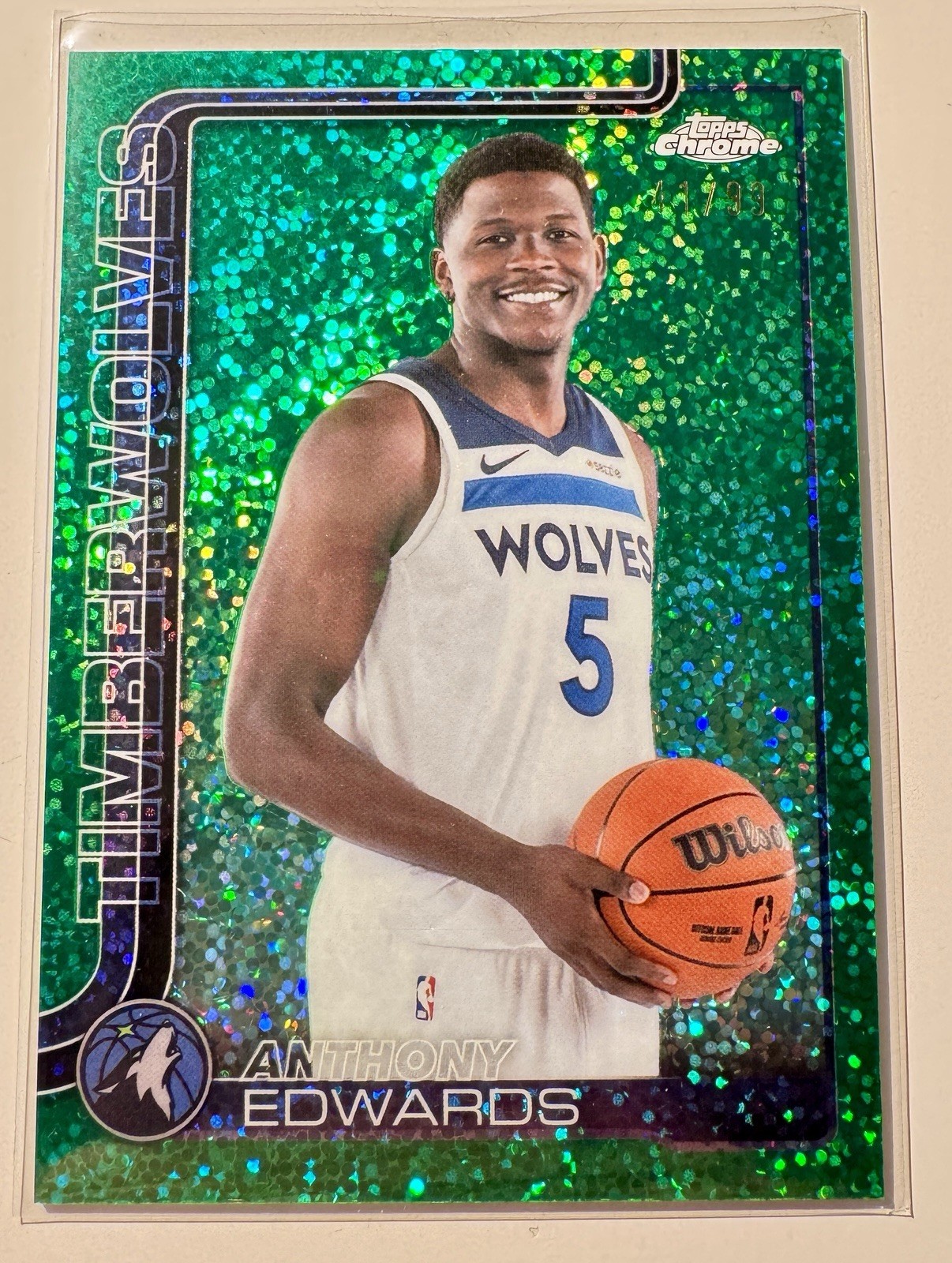 2025 Topps Chrome Anthony Edwards Image Variation Green Speckle Refractor /99 SP