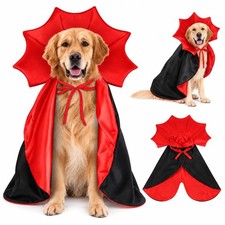Halloween Dog Costume Vampire Devil Cape for M or L Dogs Large, Black Red