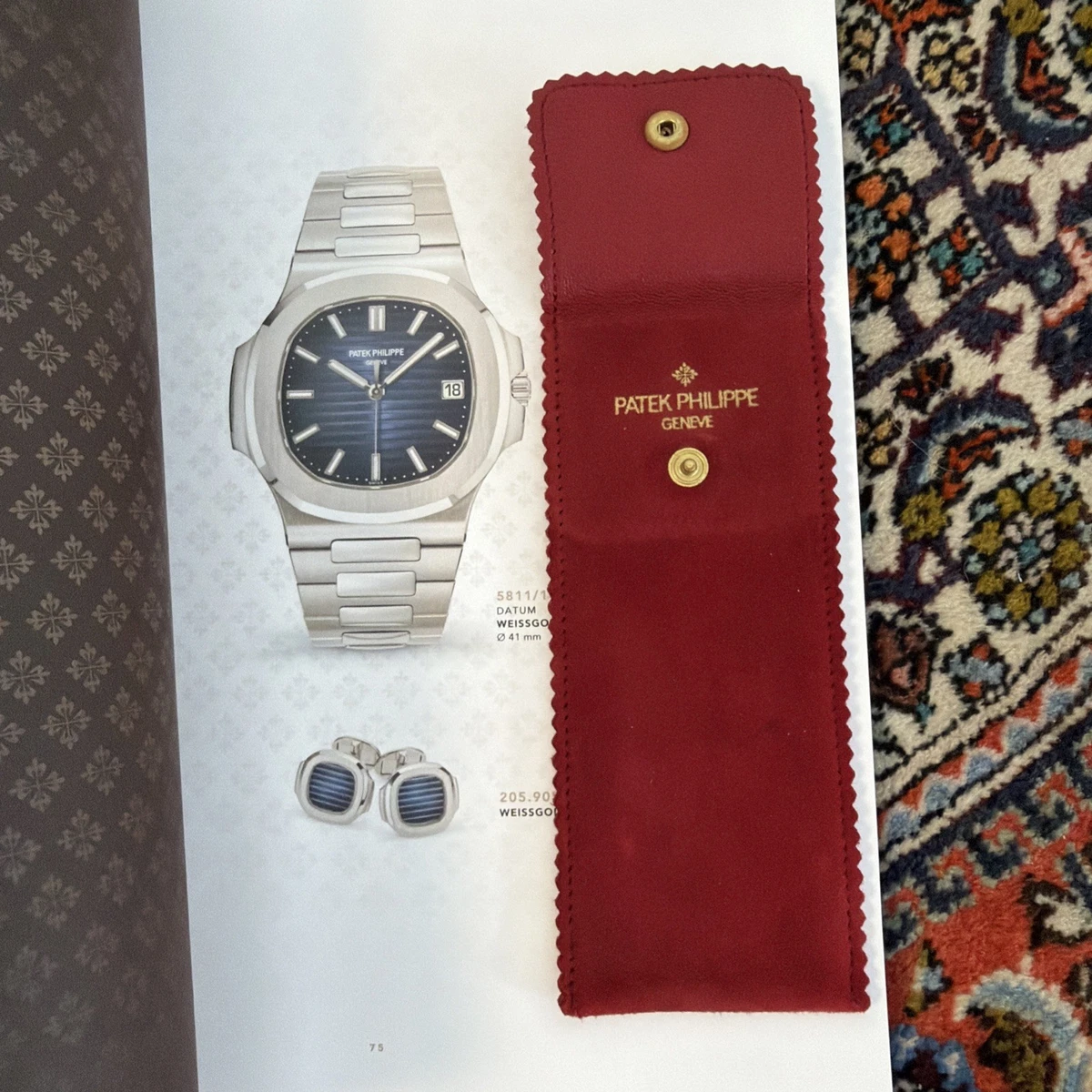 RELOJ DE VIAJE ULTRA RARO PATEK PHILIPPE CUERO GAMUZA ROJA, CORREA, SOPORTE PARA BOLÍGRAFO🤩