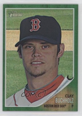 2011 Topps Heritage Chrome Green Refractor Clay Buchholz #C30 1p5