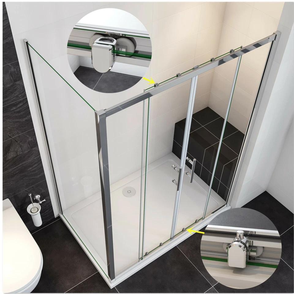 AICA ESG-Glas Schiebtür Gleittür Galswand Duschkabine Duschabtrennung Duschwand 190cm