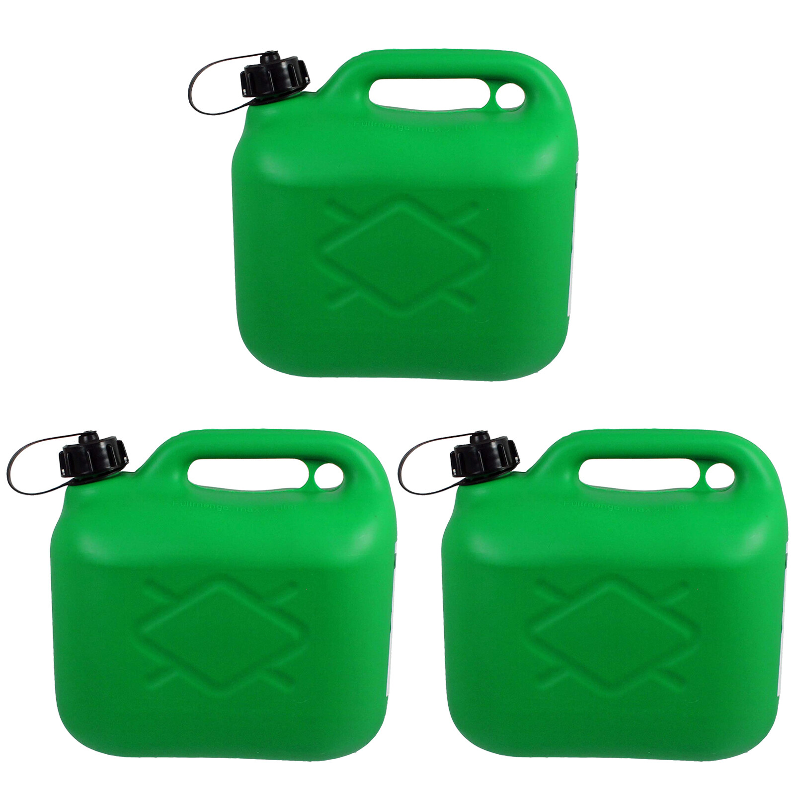 Fuel Can 5L Large Plastic Petrol Diesel Car Jerry Can Green Spout Heavy Duty x 3