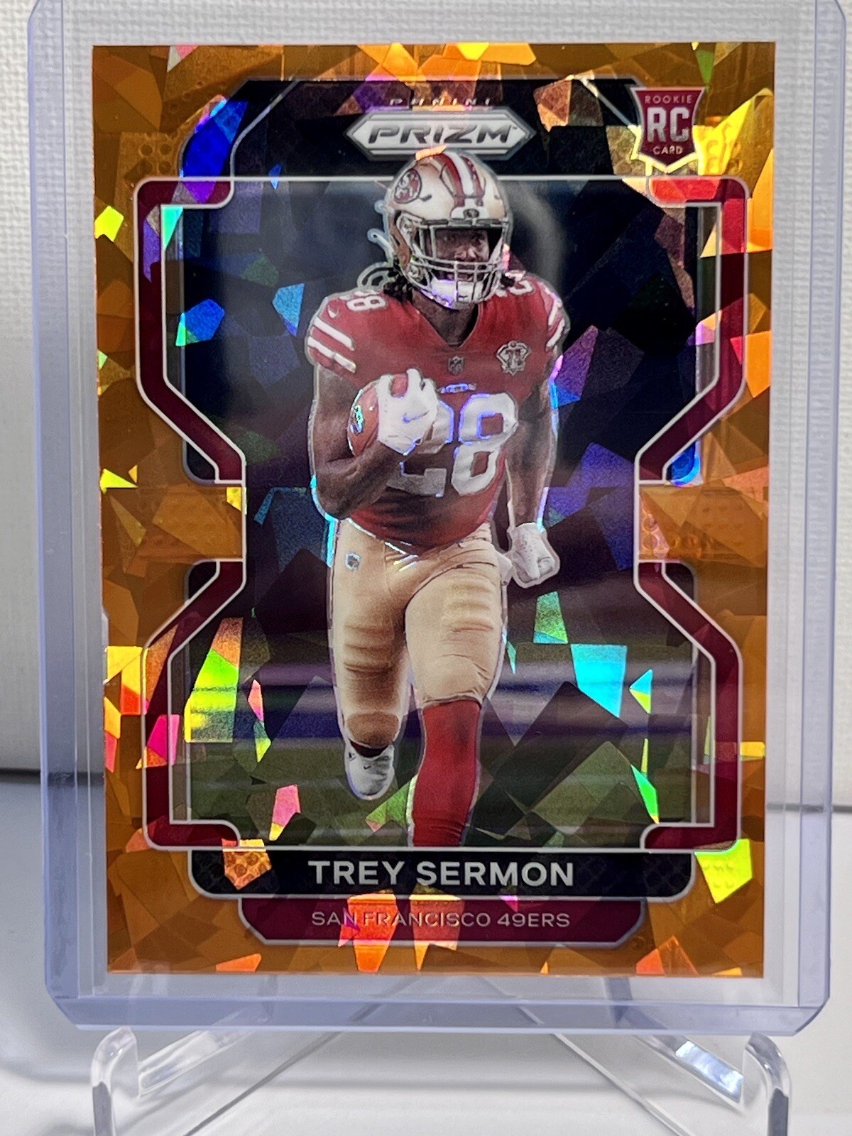 2021 Trey Sermon RC Panini Prizm Orange Cracked Ice San Francisco 49ers #354