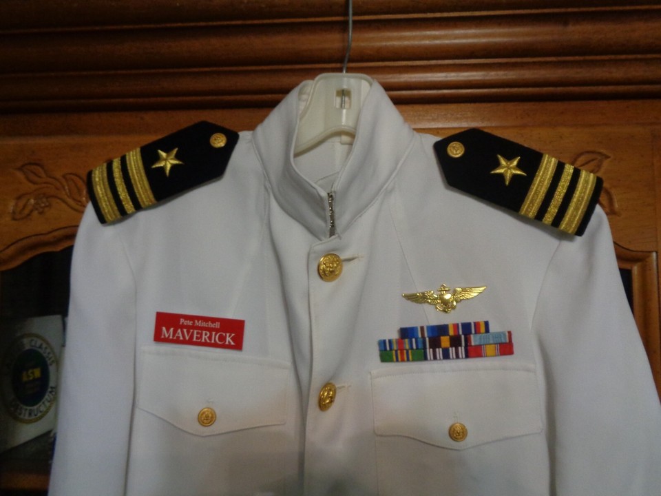 US Navy Pilots Dress White Jacket Maverick TOP GUN USN COSTUME 38 slim ...