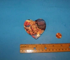 Precious Moments Vintage  Button  Cherished Teddies ( Heart Shape )