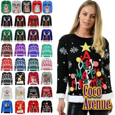 Unisex Xmas Jumper Ladies Mens Knitted 