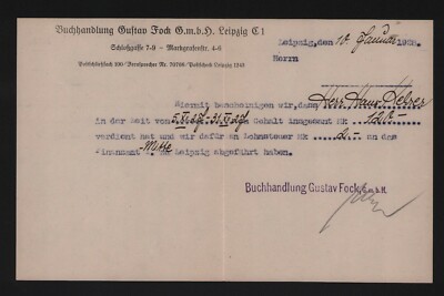 Leipzig, letter 1928, bookstore Gustav Fock GmbH