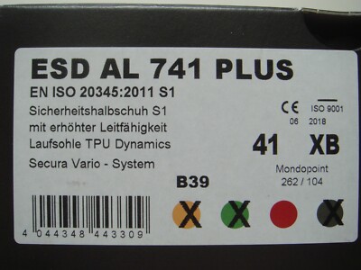 SICHERHEITSHALBSCHUH S1 ESD AL 741 PLUS XB 41
