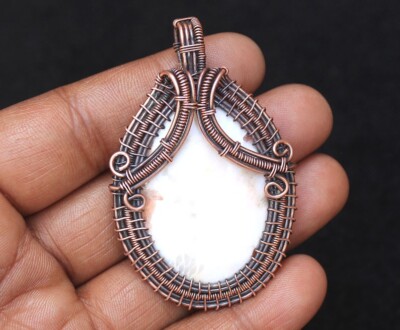 Wedding Gift Graceful Copper Wire Wrap Scolecite Gemstone Pendant Jewelry N418