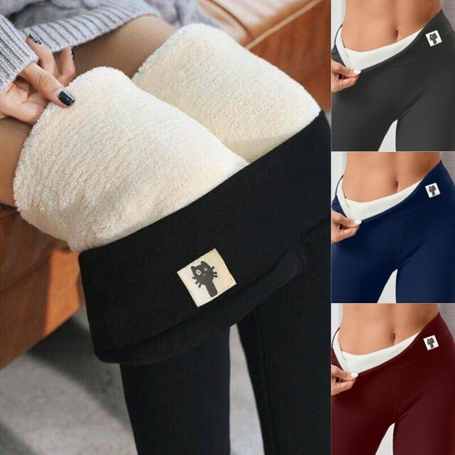 Women Winter Warm Thick Fleece Lined Thermal Pants Ladies Stretchy