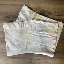 Two Vintage Baby Blanket With Satin Trim Elephant Cat Duck