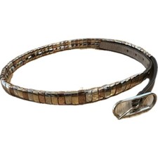 Morris Moskowitz Vintage 80  s Tri Color Metal Chain Thin Leather Belt Women S