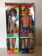 BARBIE RIO DE JANEIRO-TERESA & KEN DOLLS-BATHING SUIT-BEACH WATER PLAY NIB-2002