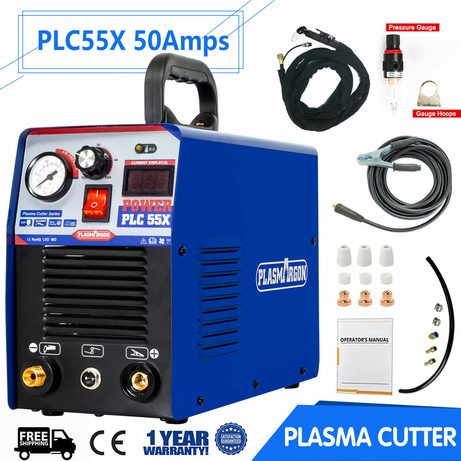 PLC55 IGBT Air Plasma Cutter 50Amp DC HF 220V Machine T-ポイント5倍 Inverter 110V Cutting 【送料関税無料】