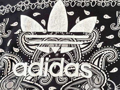 ADIDAS Pullover Sweatshirt Paisley Bandana Print Black White