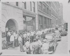 Blood Sale Boston Mass line some 200 men all anxious sell their blo- 1949 Photo