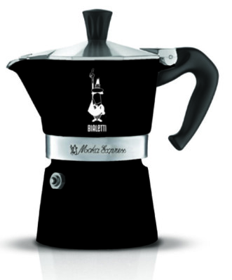 BIALETTI Espressokocher Moka Express Color 6 Tassen schwarz