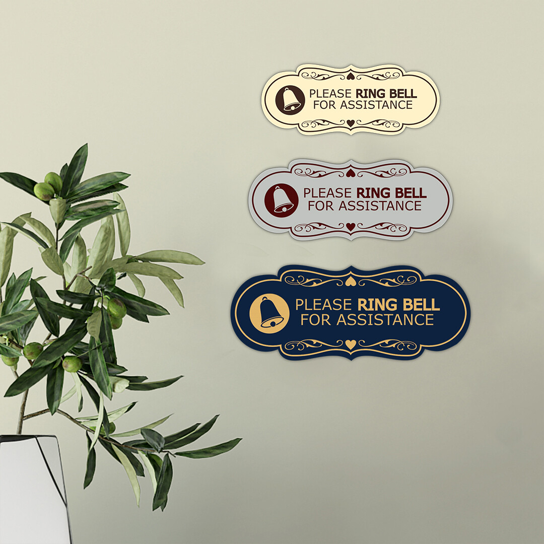 Designer Please Ring Bell for Assistance (Classic Bell) Wall or Door Sign